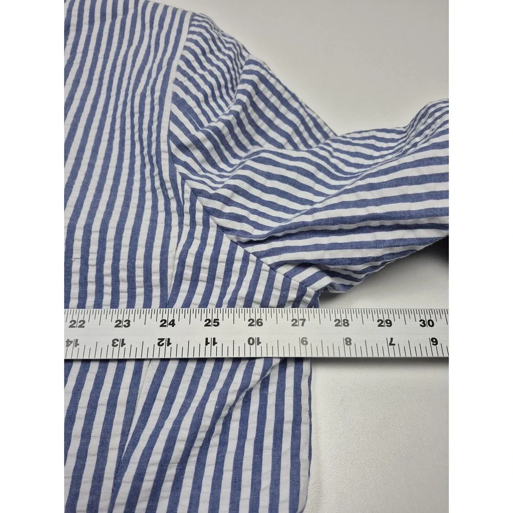 Inserch Suit Mens 54 Blue 100% Cotton Stripe Seersucker 2 Piece 48x36 NWT